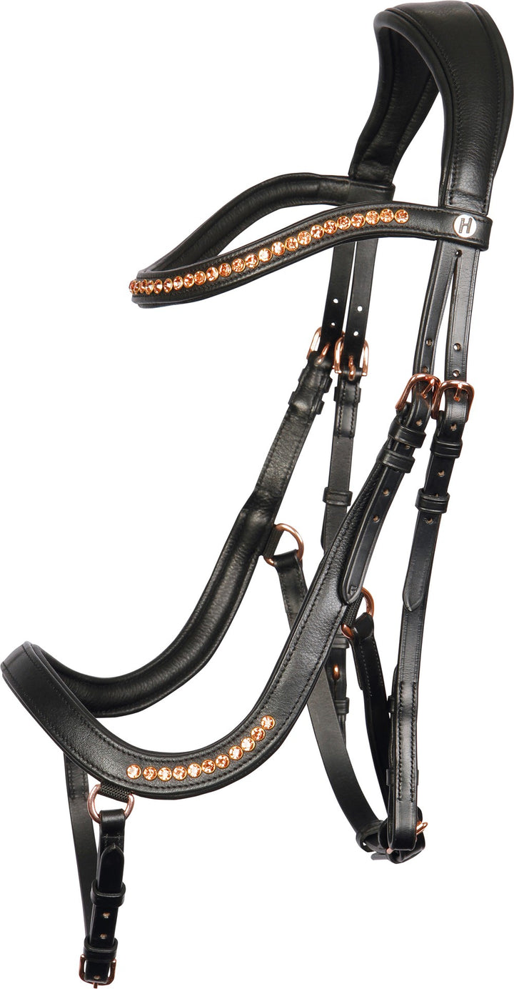 TESTIERA IN PELLE NERO/ROSEGOLD