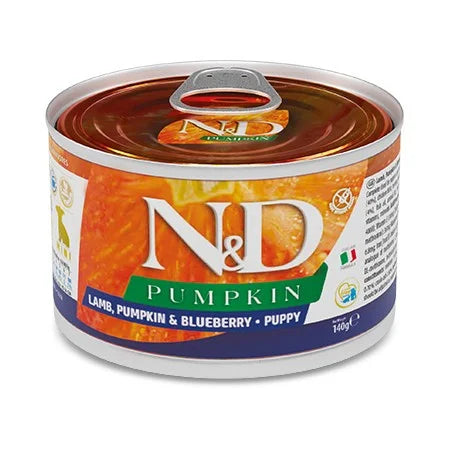 N&amp;D DOG PUMPKIN PUPPY AGNELLO/MIRTILLO 140gr