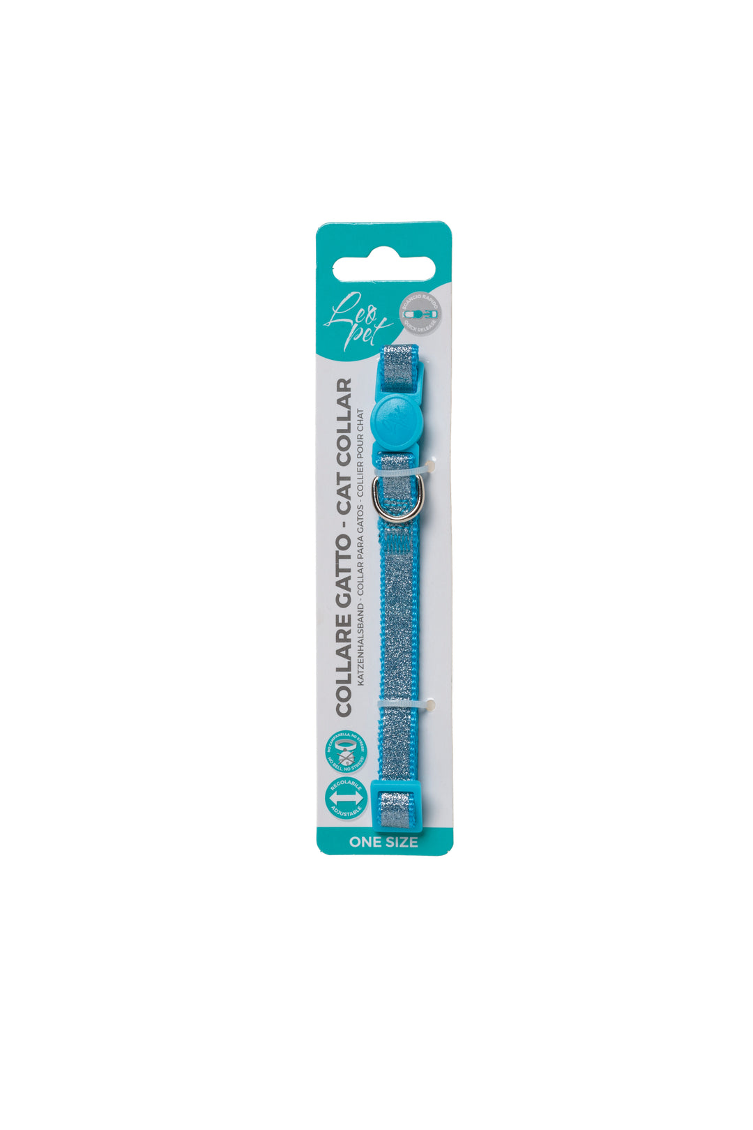 COLLARE CON GLITTER RIFLETTENTE AZZURRO