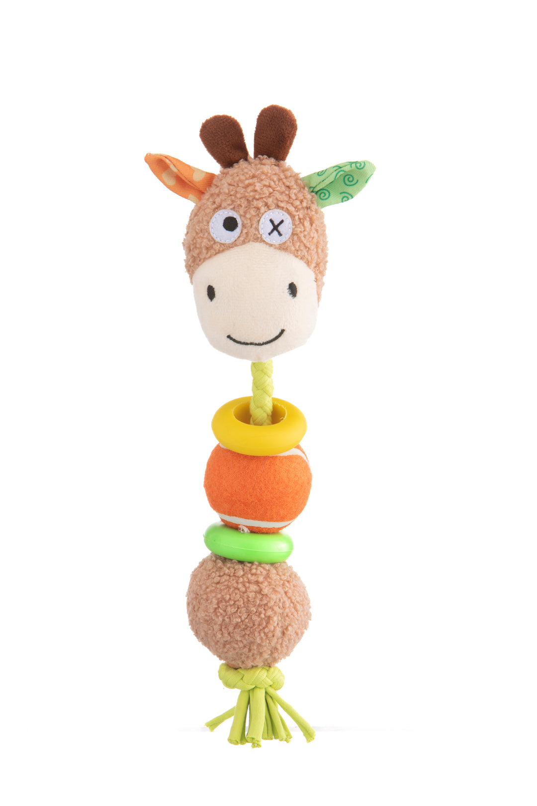 GIRAFFA PELUCHE CON PALLA DA TENNIS, CORDA E ANELLI IN TPR