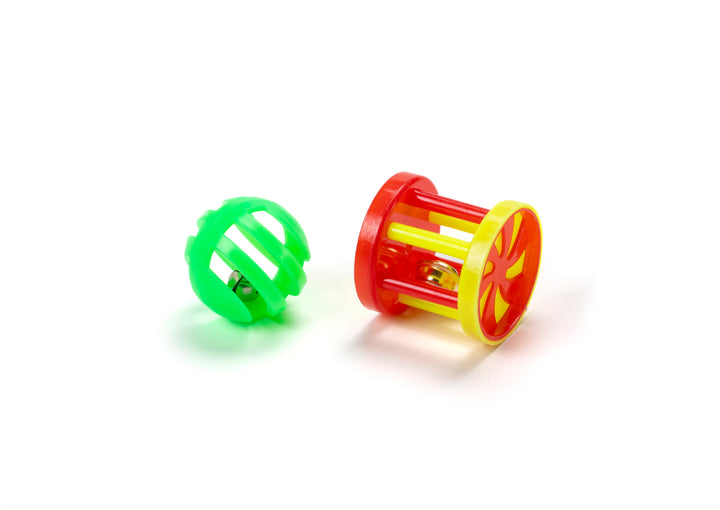 SET DI 1 CILINDRO E 1 PALLINA IN PLASTICA CON CAMPANELLA