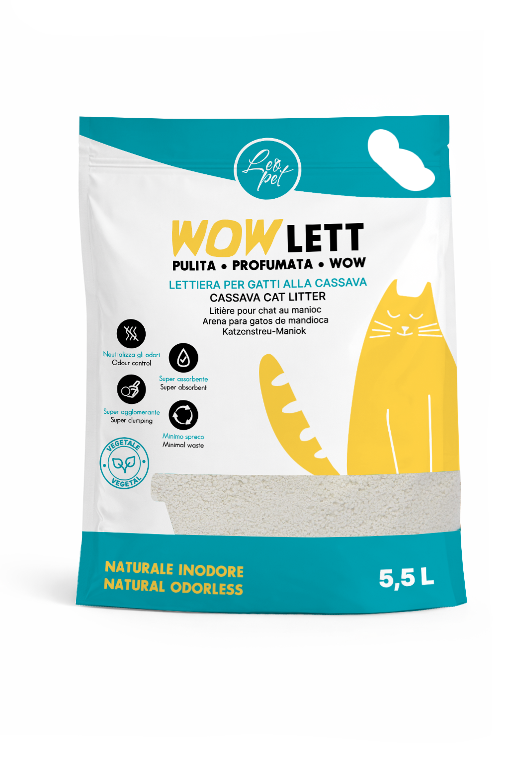WOWLETT - LETTIERA ALLA CASSAVA NATURALE INODORE 5,5 L