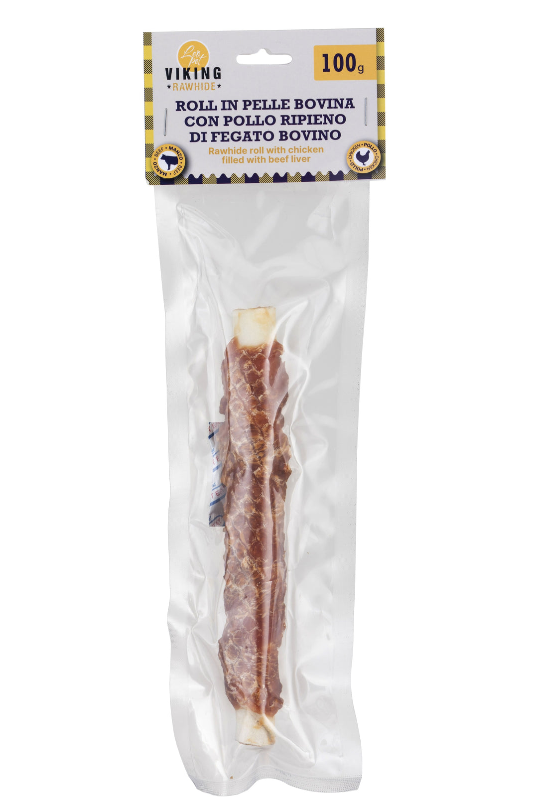 VIKING - ROLL IN PELLE BOVINA/POLLO RIPIENO DI FEGATO 100g