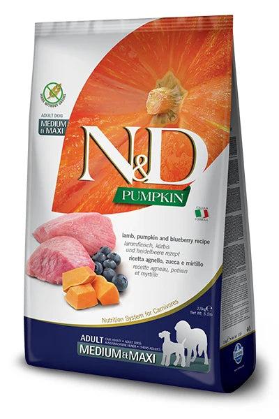 N&amp;D PUMPKIN MED/MAX AGNELLO/MIRTILLO 2,5Kg